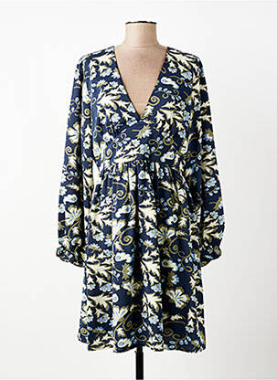Robe courte coupe fluide manches longues bleu MAELLE femme