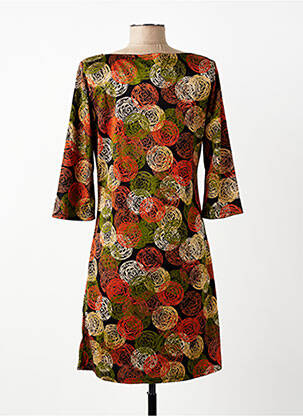 Robe mi-longue manches 3/4 manches 3/4 vert VEGAS femme