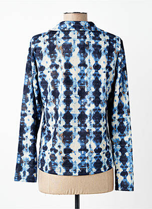 Pull coupe droite manches longues bleu SIGNATURE femme