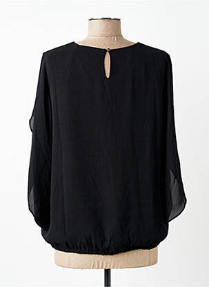Blouse fermeture boutonnée au dos manches longues noir SIGNATURE femme