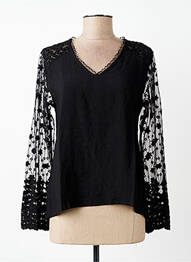 Top coupe cintrée manches longues noir MAELLE femme