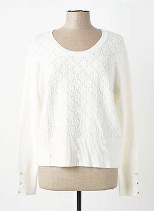 Pull col rond manches longues blanc JULIE GUERLANDE femme
