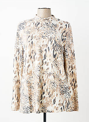 Pull coupe droite manches longues beige BRANDTEX femme