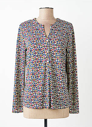 Blouse imprimé fantaisie manches longues bleu JULIE GUERLANDE femme