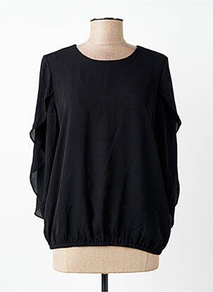 Blouse fermeture boutonnée au dos manches longues noir SIGNATURE femme