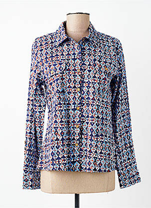 Chemisier coupe cintrée manches longues bleu AGATHE & LOUISE femme