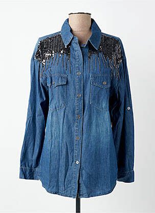 Chemisier coupe droite manches longues bleu SOFTY femme