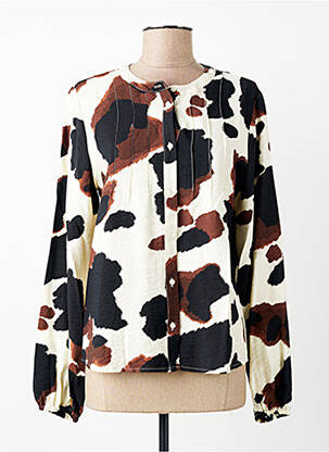 Chemisier imprimé fantaisie manches longues noir B.YOUNG femme