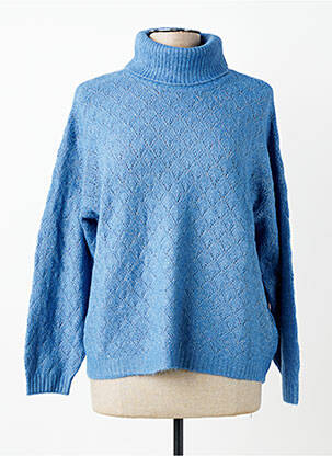 Pull col roulé manches longues manches longues bleu JENSEN femme