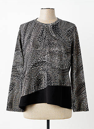 Pull col rond manches longues noir NYMPHA femme