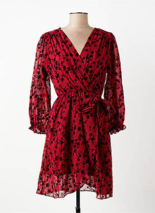 Robe courte coupe évasée manches longues rouge MAELLE femme