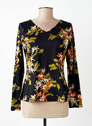 Top imprimé fantaisie manches longues noir AGATHE & LOUISE femme
