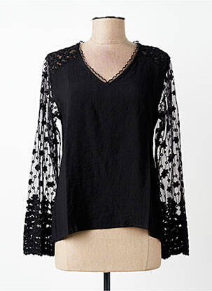 Top coupe cintrée manches longues noir MAELLE femme