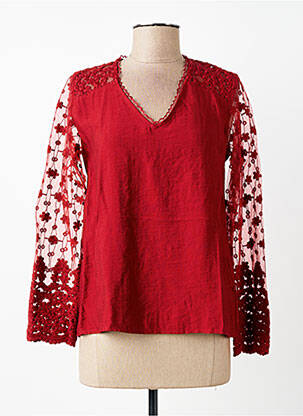 Top coupe cintrée manches longues rouge MAELLE femme