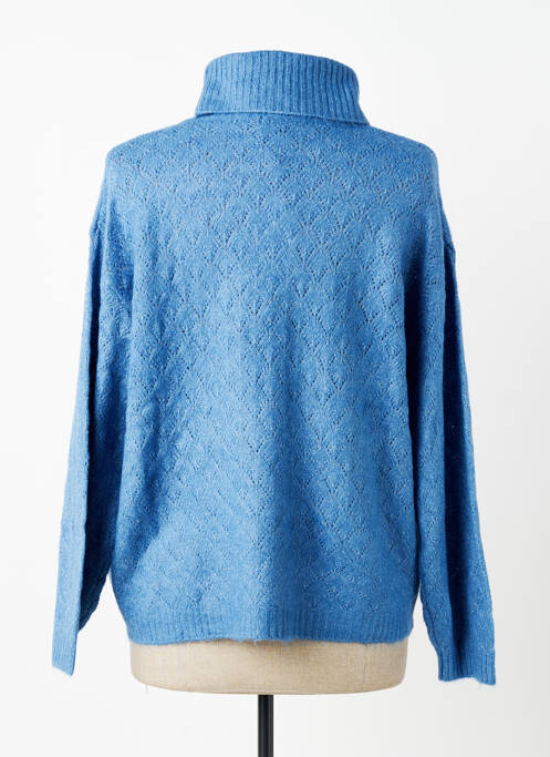Pull col roulé manches longues manches longues bleu JENSEN femme
