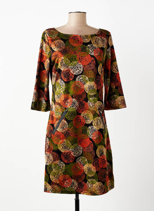 Robe mi-longue coupe évasée manches 3/4 vert VEGAS femme