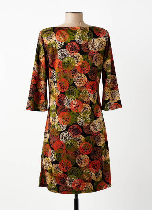 Robe mi-longue coupe évasée manches 3/4 vert VEGAS femme