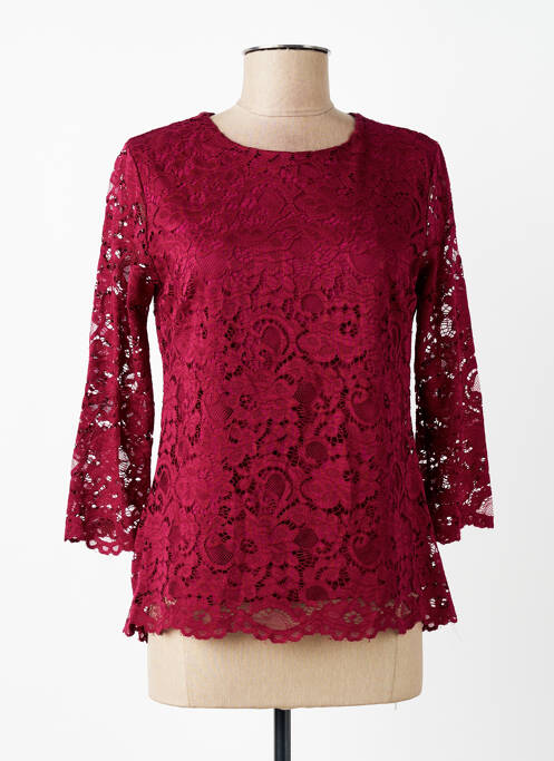 Top col rond manches longues rouge ESPERANCE femme