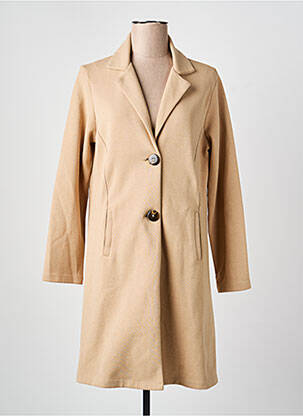 Manteau long coupe droite sans capuche beige AGATHE & LOUISE femme