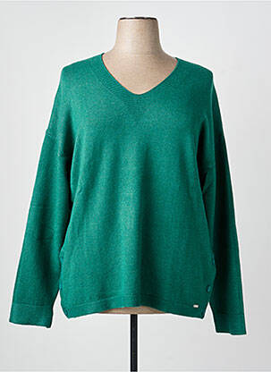 Pull tissage chiné manches longues vert MCM femme