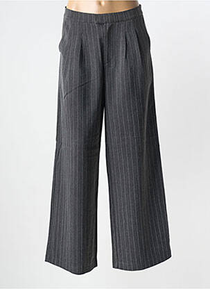Pantalon large fermeture zippée sous rabat avec crochet taille normale gris LILI SIDONIO femme