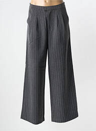 Pantalon large fermeture zippée sous rabat avec crochet taille normale gris LILI SIDONIO femme