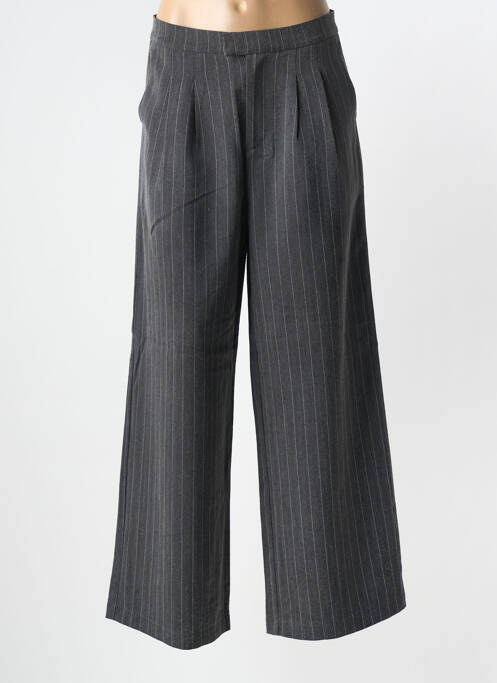 Pantalon large fermeture zippée sous rabat avec crochet taille normale gris LILI SIDONIO femme
