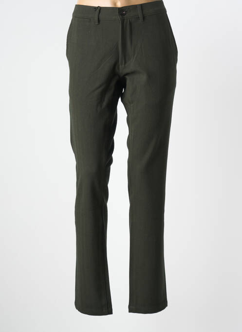 Pantalon chino fermeture zippée sous rabat boutonné taille normale vert TEDDY SMITH femme