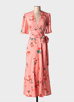 Robe longue manches courtes manches courtes rose JANE WOOD femme
