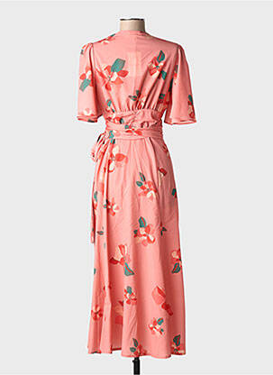 Robe longue manches courtes manches courtes rose JANE WOOD femme