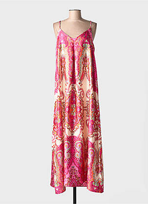 Robe longue manches bretelles ajustables fines bretelles rose MOLLY BRACKEN femme