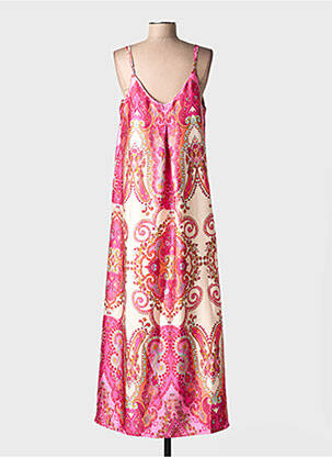 Robe longue manches bretelles ajustables fines bretelles rose MOLLY BRACKEN femme