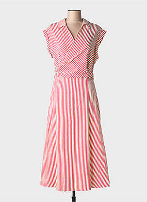 Robe mi-longue tissage crêpe manches courtes rouge SALSA femme