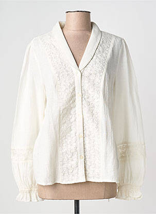 Chemisier tissage crêpe manches longues beige B.YOUNG femme