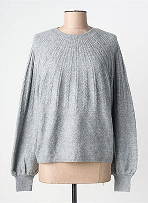 Pull tissage chiné manches longues gris B.YOUNG femme