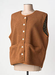 Gilet sans manche poches marron F.A.M. femme