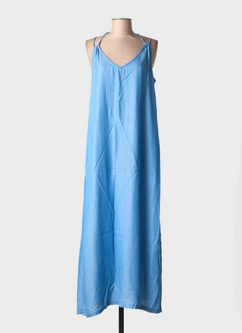 Robe longue manches dos nu fines bretelles bleu MOLLY BRACKEN femme