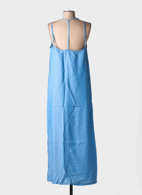 Robe longue manches dos nu fines bretelles bleu MOLLY BRACKEN femme
