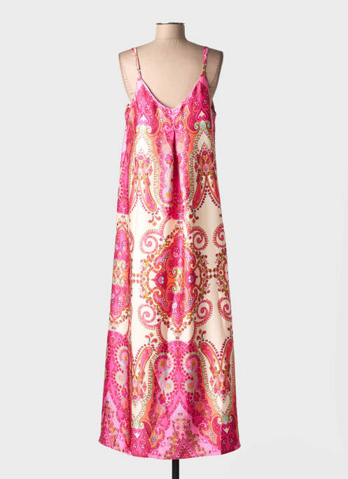 Robe longue manches bretelles ajustables fines bretelles rose MOLLY BRACKEN femme