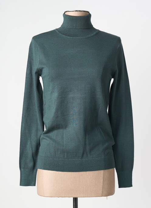 Pull col roulé stretch manches longues vert B.YOUNG femme
