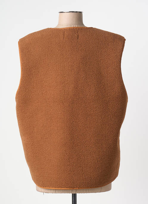 Gilet sans manche poches marron F.A.M. femme