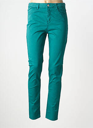 Pantalon slim tissage popeline taille normale vert KANOPE femme