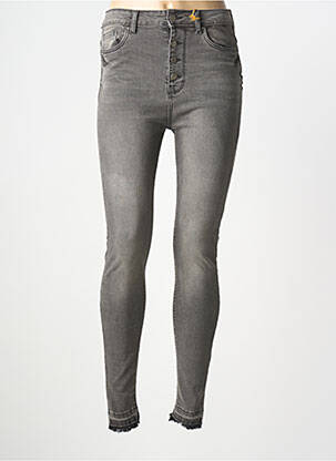 Jeans skinny effet usé délavé taille haute gris DONA LISA femme
