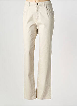 Pantalon slim tissage popeline taille normale beige KANOPE femme