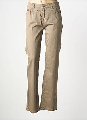 Pantalon slim tissage popeline taille normale marron SWALLOW femme