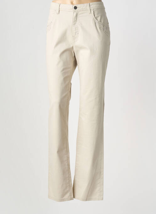 Pantalon slim tissage popeline taille normale beige KANOPE femme