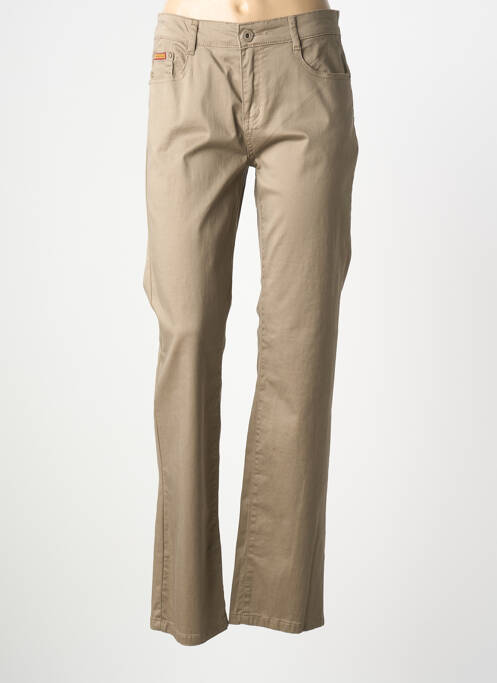 Pantalon slim tissage popeline taille normale marron SWALLOW femme