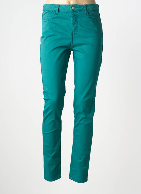 Pantalon slim tissage popeline taille normale vert KANOPE femme