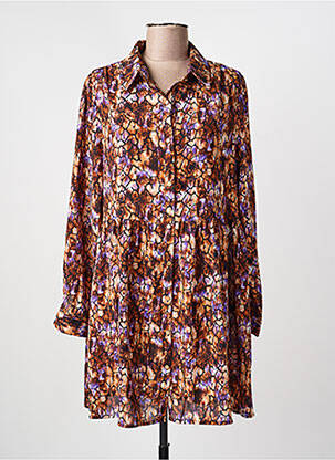 Robe courte coupe fluide manches longues marron SARAH JOHN femme