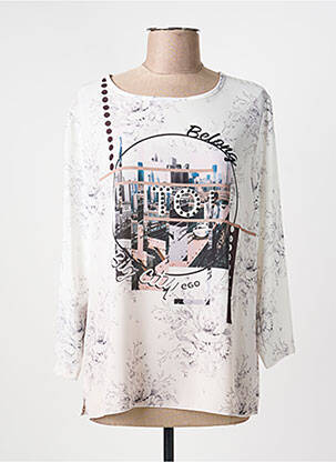 Top coupe fluide manches longues blanc EGO femme